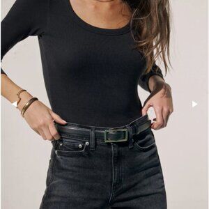 AYR, The Open Ended black, long-sleeve, scoopneck tee , Size Large